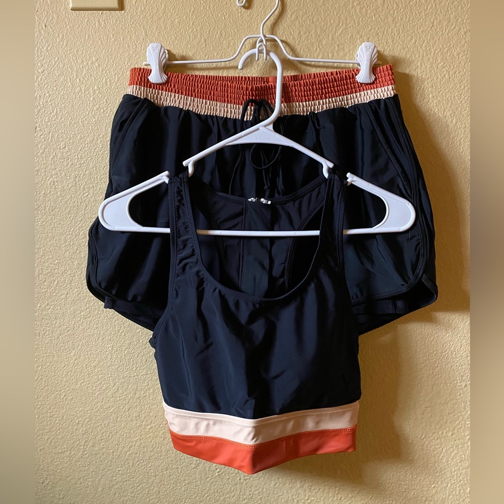 SeaFancy swimsuit black & orange stripes 2-piece